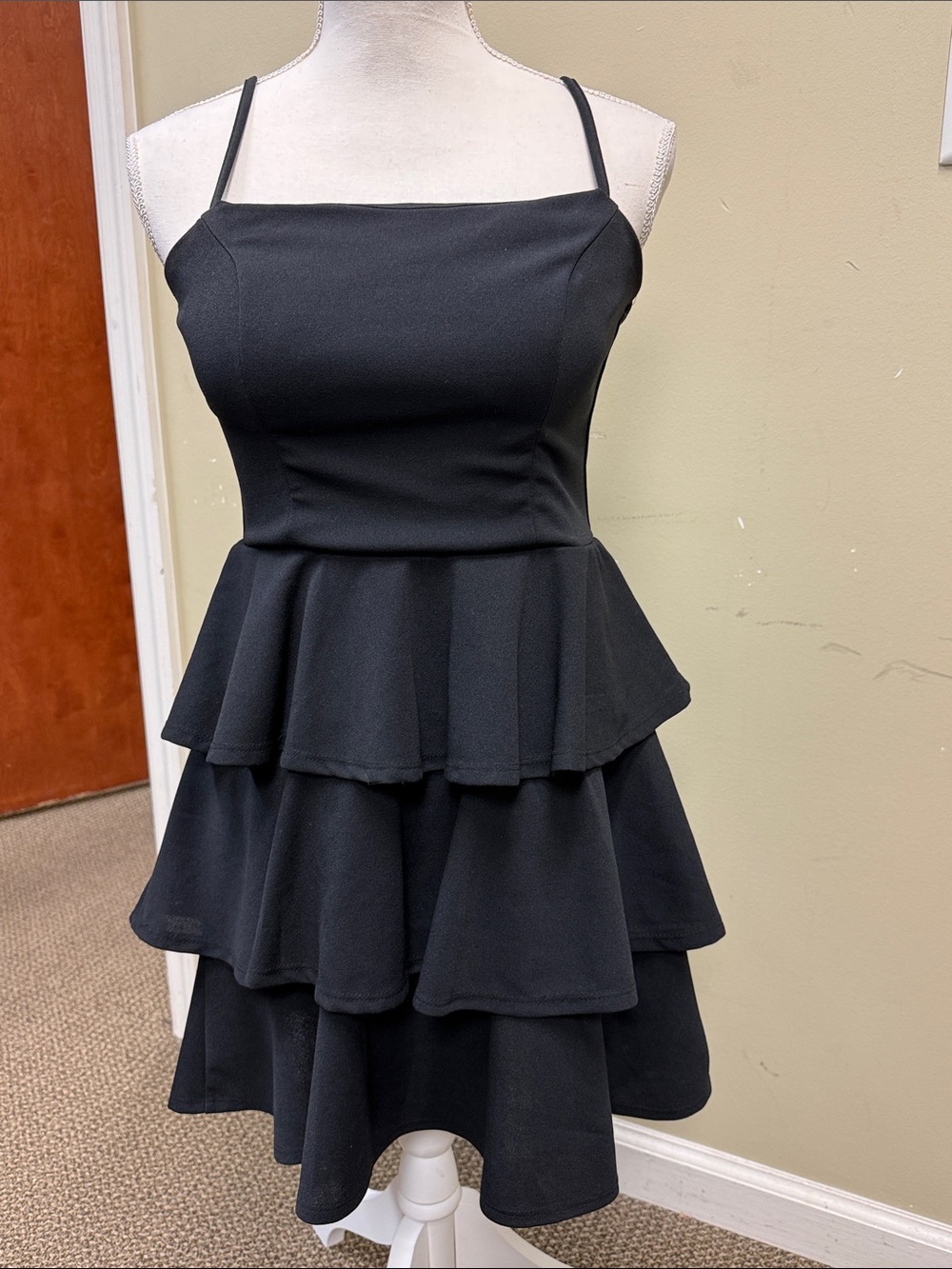 TRIXXI Black Tiered Peplum Dress Size Medium